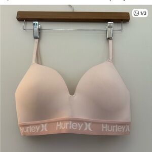 Hurley Pink Band Wireless Bralette/ Adidas sports shorts